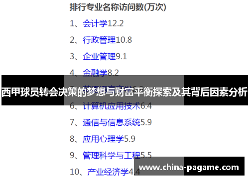 西甲球员转会决策的梦想与财富平衡探索及其背后因素分析
