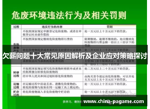 欠薪问题十大常见原因解析及企业应对策略探讨